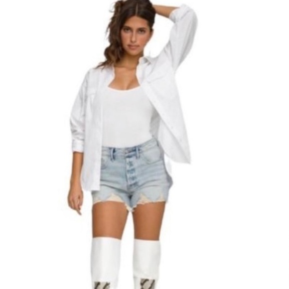 Good American | Bombshell Distressed High Rise Shorts - Picture 1 of 8